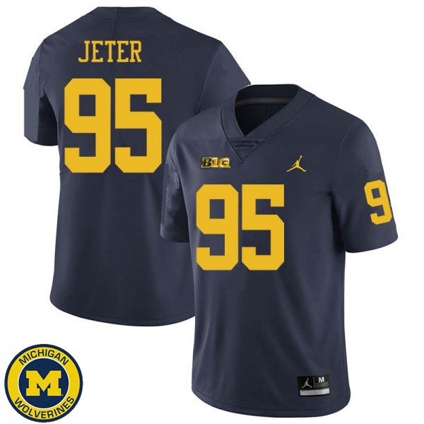 Men's University of Michigan #95 Donovan Jeter Navy Jordan Brand NCAA Football Jersey